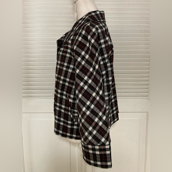 EUC John Paul Richard Black + Red & White Plaid Lightweight Jacket Size 14 - Picture 5 of 15